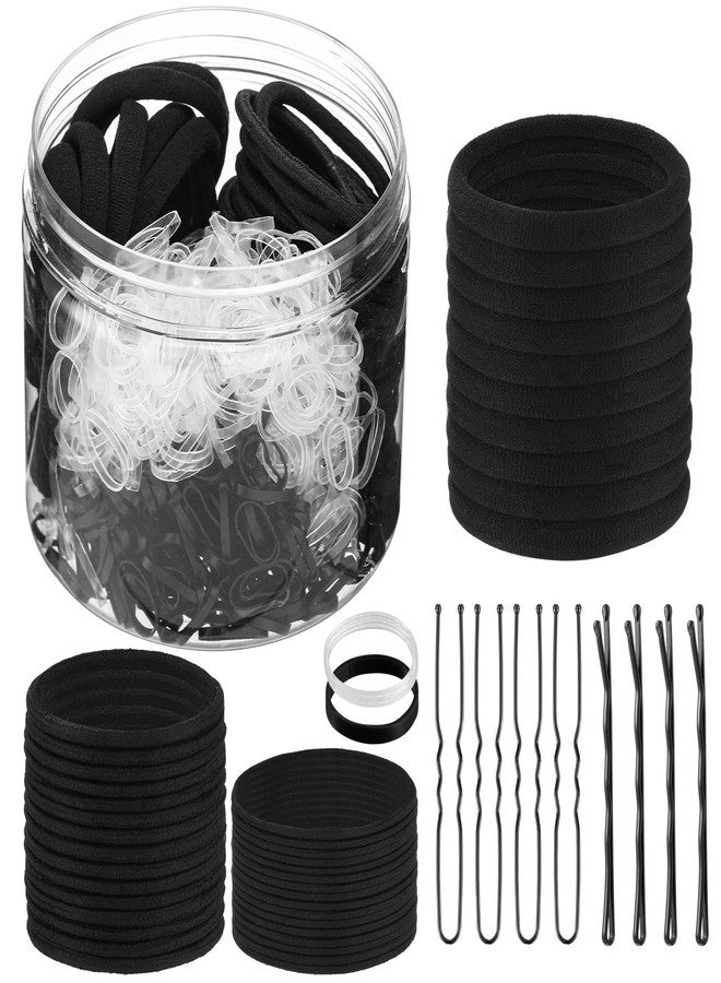 ProSuites 735 Pcs Black Hair Ties and Bobby Pins Set, Clear Elastic Bands, No Damage Hair Accessories for Thick Hair, Women and Girls - Image 1